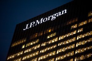 JP Morgan Building with Building Lights On