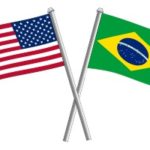 U.S. and Brazil flags flying together