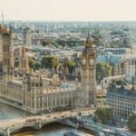 Aerial view of UK Parliament