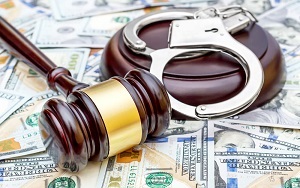 Money with Gavel and Handcuffs