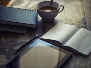 essay writing and studying with coffee